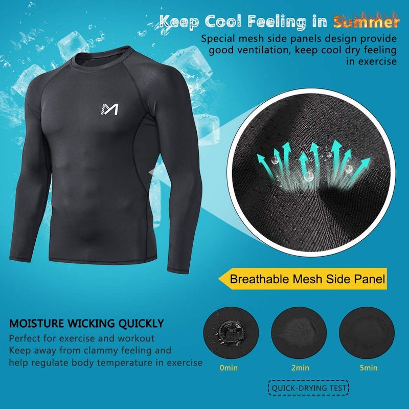 MEETYOO mens Men's Compression Undershirt, Black, X-Large US - Image 2